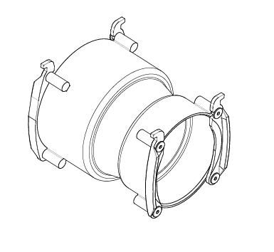 Műanyag átalakító idom RCFU-90-75, DN 90 és DN 75 légcsatornák összekötésére.