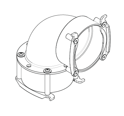 RB-75 műanyag 90 fokos könyökidom DN 75 flexibilis csövek szűk fordulójához.