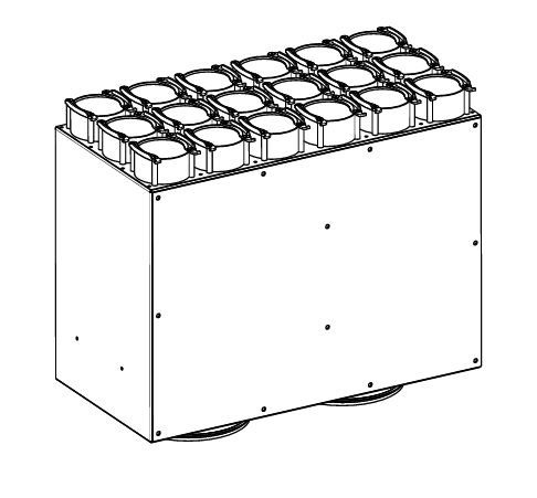 VTB-180 alucink elosztódoboz 18 db DN 75 kimenettel, zajszigetelt, HomeVent ERT (250) gépekhez.