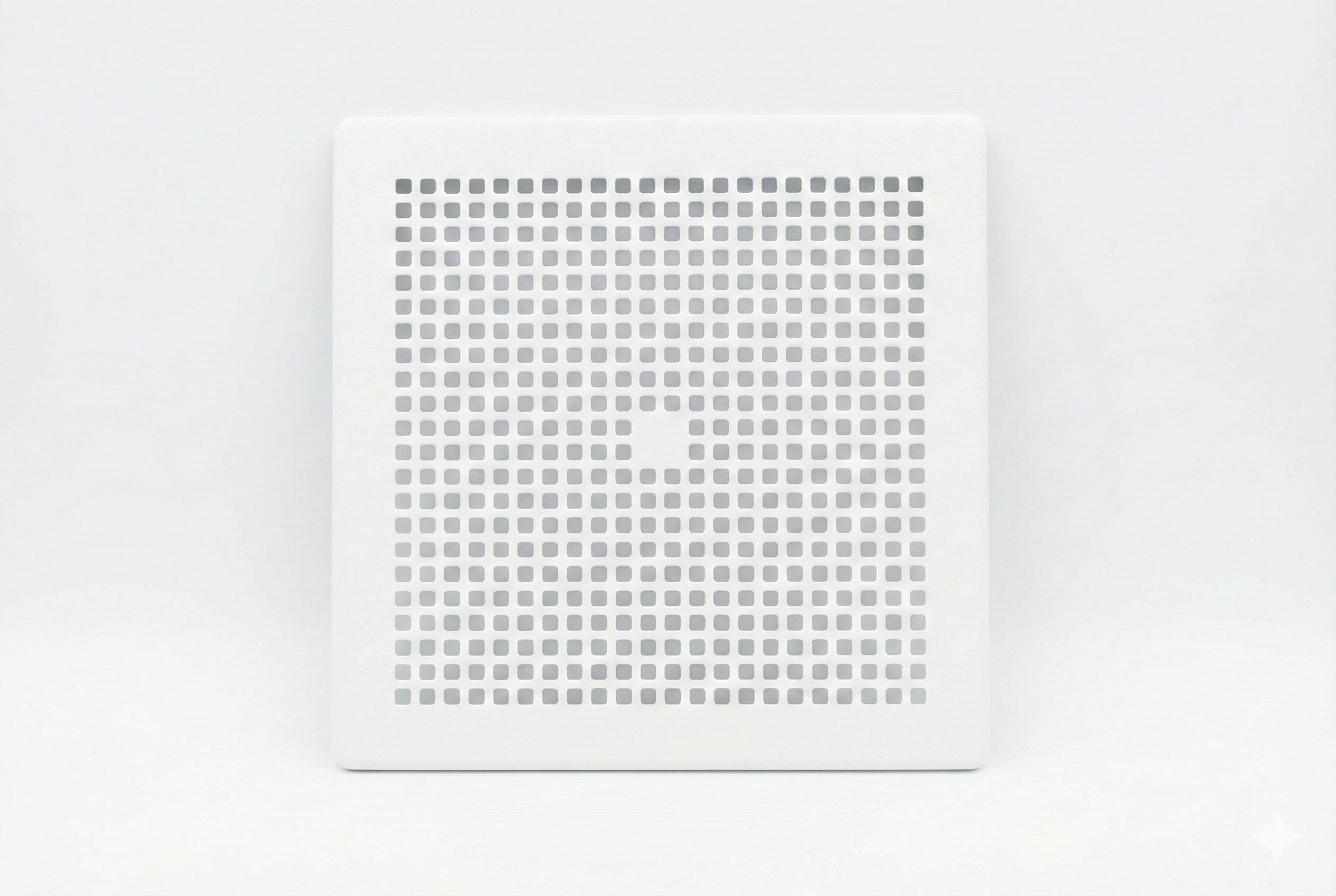 Fehér RAL 9016 acél szellőzőrács dugós csatlakozással Quick 75 és 90 típusú cilinderhez.