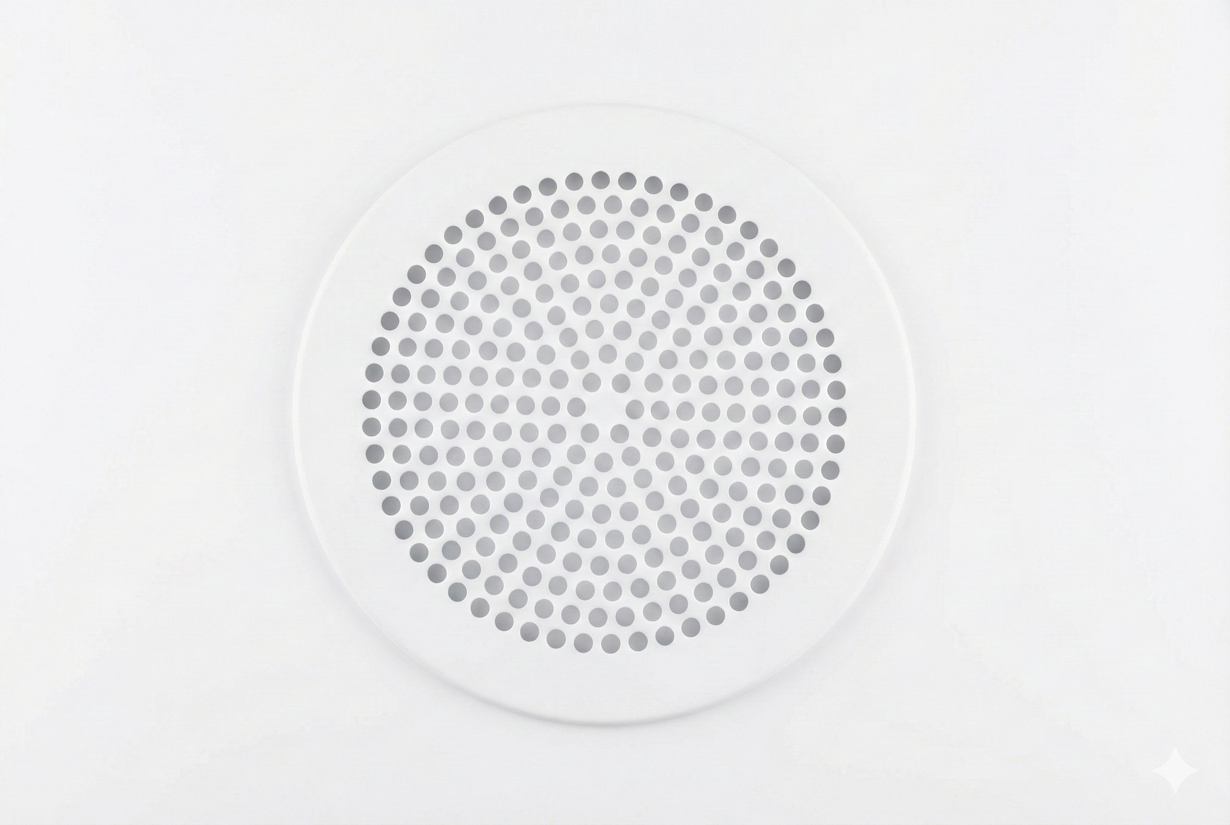 Falknis formatervezett fehér acél szellőzőrács Quick 75 és 90 csatlakozó cilinderhez.