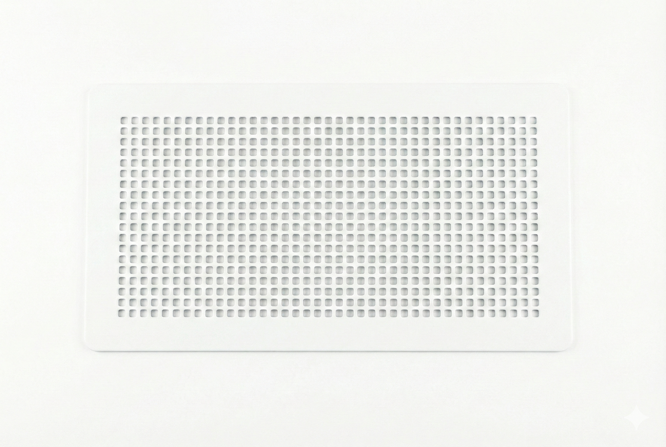 Pizol fehér acél formatervezett szellőzőrács RAL 9016 színben, AG-60, AG-90 és Quick 75/90 dobozokhoz.