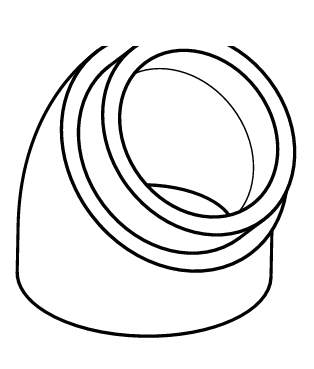 IsiPipe Plus 200-45° extra hőszigetelt EPP csőkönyök, 43 mm falvastagság, DN 200.