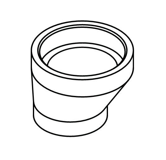 IsiPipe Plus excentrikus hőszigetelt adapter, DN 180-ról DN 200-ra, 48 mm eltolással.