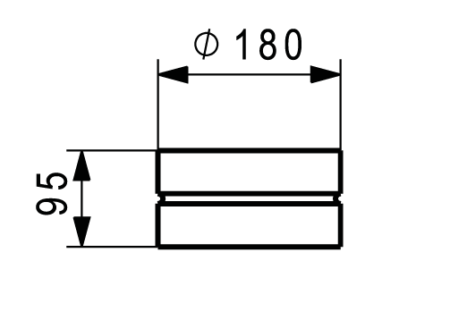 MF-180 karmantyú horganyzott acéllemezből, DN 180-as idomok összekapcsolásához.