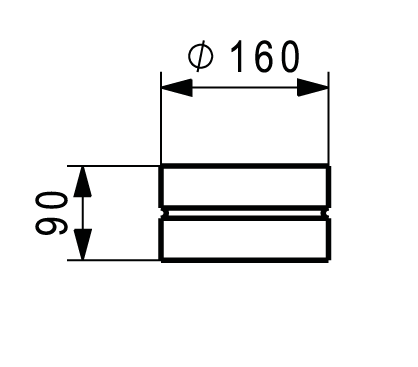 MF-160 karmantyú horganyzott acéllemezből, DN 160-as idomok összekapcsolásához.