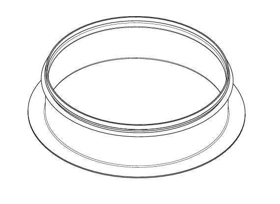 ILX peremes gallér DN 180 mm, 40 mm hossz, karimával és tömítőgyűrűvel.