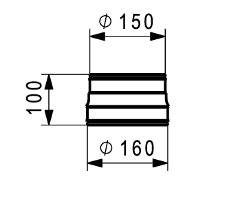 RCU-160-150 horganyzott acél szűkítő/bővítő, dupla karmantyú, kettős tömítéssel.