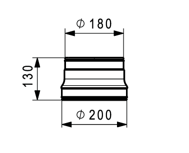 RCU-200-180 horganyzott acél szűkítő/bővítő, dupla roppantógyűrű, kettős tömítéssel.