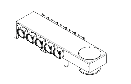 Hoval UPVK 160-75x10 emeleti elosztó doboz, 10 db DN 75 csonkkal, 4 zárófedéllel.