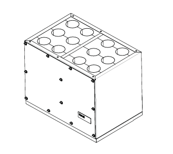 Hoval kültéri zajcsillapító doboz piros alulemez házban, DN 160/180 csatlakozással.