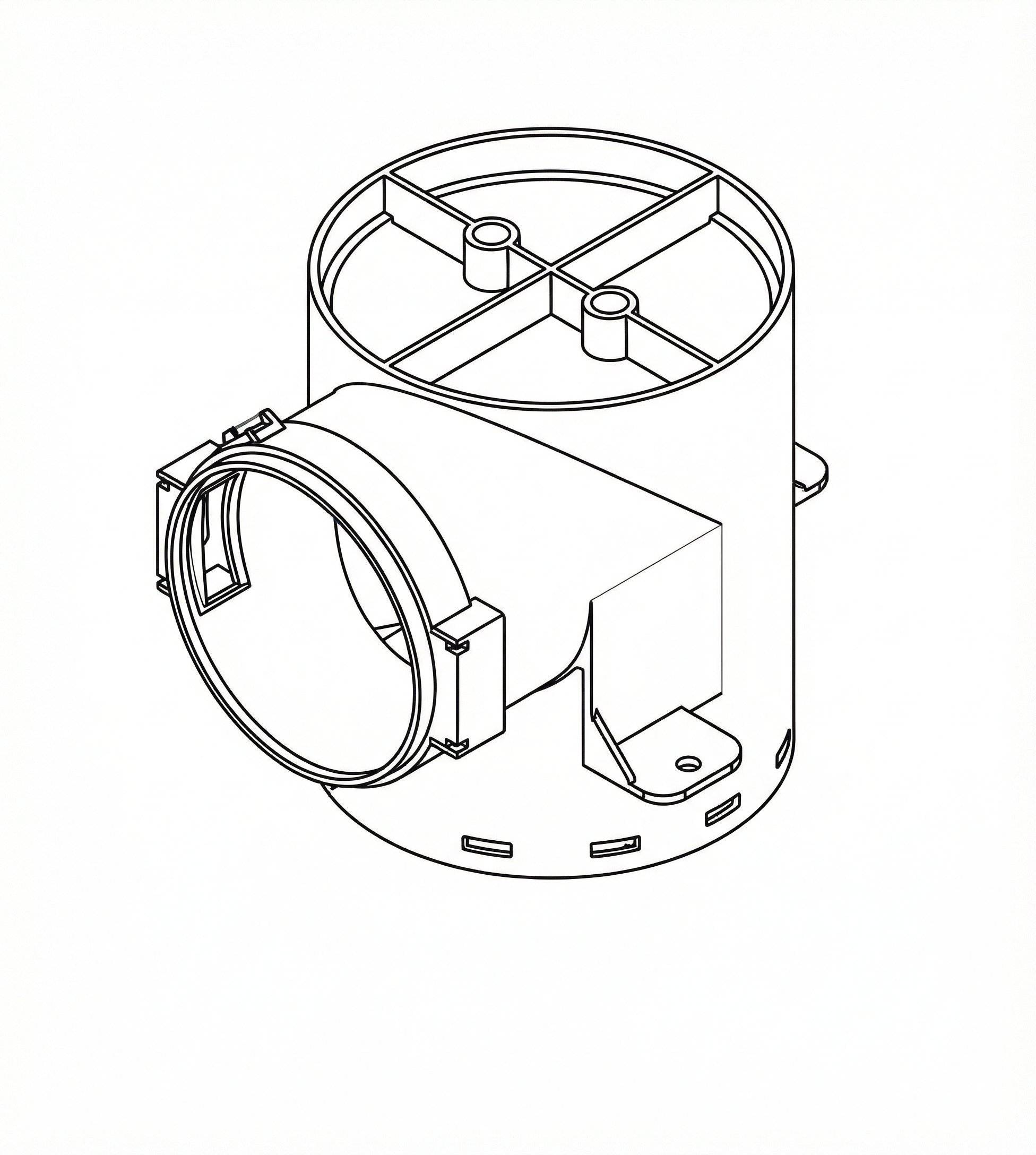 Betonozható műanyag csatlakozó cilinder Quick 90 (közepes), 1 db DN 90 csonkkal mennyezeti szelepekhez.