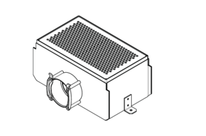 Perforált nemesacél rács állítható dobozban 130-180 mm magassággal, alucink lemez házzal.